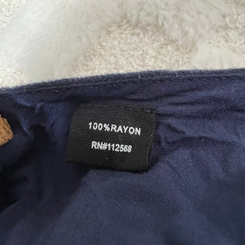 Miss Me Mini Dress L Blue Crochet Lace Empire Waist Flowy Spaghetti Strap - Picture 6 of 12